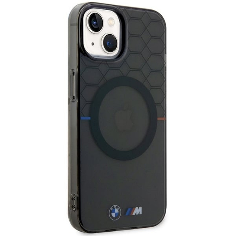 BMW BMHMP14SHGPK Pattern MagSafe pevné puzdro pre Apple iPhone 14, sivé
