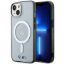 BMW BMHMP14MHCRS Silver Ring MagSafe pevné puzdro pre Apple iPhone 14 Plus / 15 Plus, priehľadné