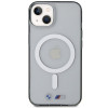 BMW BMHMP14SHCRS strieborný prsteň MagSafe puzdro na Apple iPhone 14, transparentné