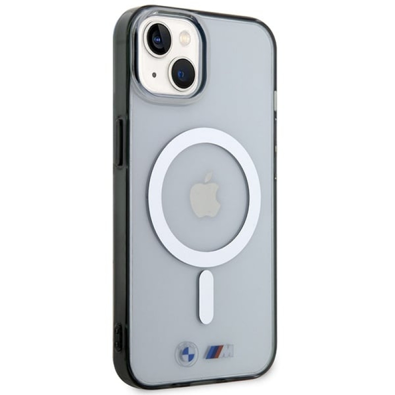 BMW BMHMP14SHCRS strieborný prsteň MagSafe puzdro na Apple iPhone 14, transparentné
