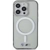 BMW BMHMP14XHCRS strieborný prsteň MagSafe pevné puzdro pre Apple iPhone 14 Pro Max, transparentné