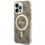Guess GUHMP13LH4STW 4G MagSafe pevné puzdro pre Apple iPhone 13 Pro, hnedé