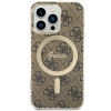 Guess GUHMP13LH4STW 4G MagSafe pevné puzdro pre Apple iPhone 13 Pro, hnedé