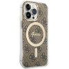 Guess GUHMP13LH4STW 4G MagSafe pevné puzdro pre Apple iPhone 13 Pro, hnedé