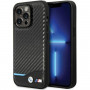 BMW BMHCP13X22NBCK Leather Carbon Hardcase pre Apple iPhone 13 Pro Max, čierny