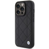 BMW BMHCP15X22RQDK Kožené prešívané puzdro pre Apple iPhone 15 Pro Max, čierne
