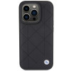 BMW BMHCP15X22RQDK Kožené prešívané puzdro pre Apple iPhone 15 Pro Max, čierne
