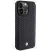BMW BMHCP15X22RFGK kožené puzdro s diamantovým vzorom pre Apple iPhone 15 Pro Max, čierne