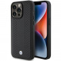 BMW BMHCP15L22RFGK kožené puzdro s diamantovým vzorom pre Apple iPhone 15 Pro, čierne