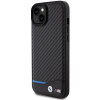 BMW BMHCP15M22NBCK Leather Carbon Hardcase pre Apple iPhone 15 Plus / 14 Plus, čierny