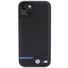 BMW BMHCP15M22NBCK Leather Carbon Hardcase pre Apple iPhone 15 Plus / 14 Plus, čierny