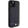 BMW BMHCP15M22NBCK Leather Carbon Hardcase pre Apple iPhone 15 Plus / 14 Plus, čierny