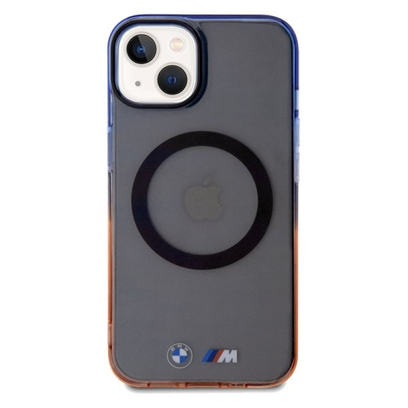 BMW BMHMP15MHTGE Gradient Bumper MagSafe pevné puzdro pre Apple iPhone 15 Plus / 14 Plus, sivé