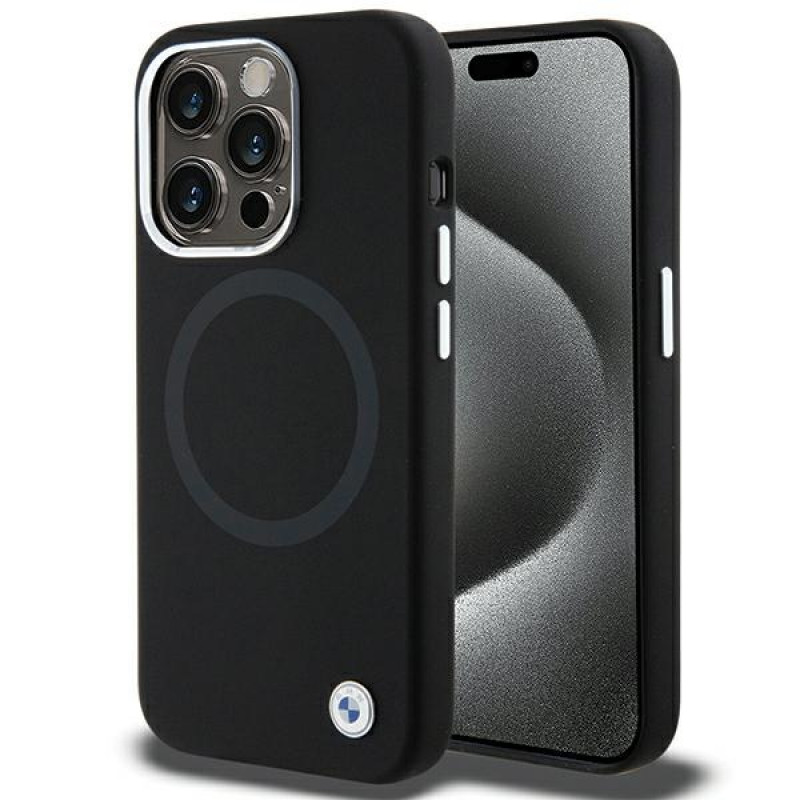 BMW BMHMP15XSILBK2 Signature Liquid Silicone MagSafe puzdro pre Apple iPhone 15 Pro Max, čierne