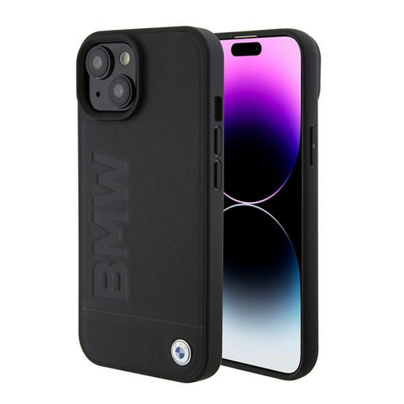 BMW BMHMP15SSLLBK Signature Logo Imprint MagSafe pevné puzdro pre Apple iPhone 15, čierne
