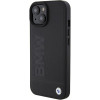 BMW BMHMP15MSLLBK kožené puzdro Leather Hot Stamp MagSafe pre Apple iPhone 15 Plus / 14 Plus, čierne