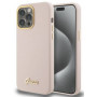 Guess GUHCP15XSMBSLP Silicone Script Metal Logo & Frame pevné puzdro pre Apple iPhone 15 Pro Max, ružové