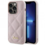 Guess GUHCP15LPSQSQSP Quilted Metal Logo Hardcase pre Apple iPhone 15 Pro, ružový
