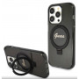 Guess GUHMP15LHRSGSK Ring Stand Script Glitter MagSafe pevné puzdro pre Apple iPhone 15 Pro, čierne