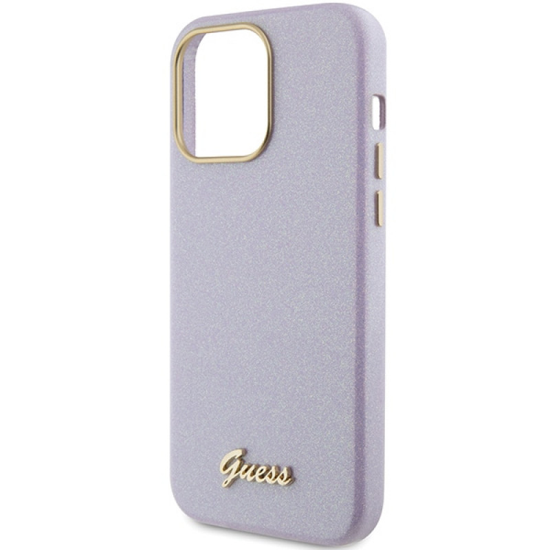 Guess GUHCP15XPGMCSL Glitter Glossy Script puzdro hardcase pre Apple iPhone 15 Pro Max, orgovánová