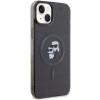 Karl Lagerfeld KLHMP15SHGKCNOK Karl&Choupette Glitter MagSafe pevné puzdro pre Apple iPhone 15, čierne