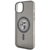 Karl Lagerfeld KLHMP15SHGKCNOK Karl&Choupette Glitter MagSafe pevné puzdro pre Apple iPhone 15, čierne