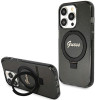 Guess GUHMP15XHRSGSK Ring Stand Script Glitter MagSafe pevné puzdro pre Apple iPhone 15 Pro Max, čierne