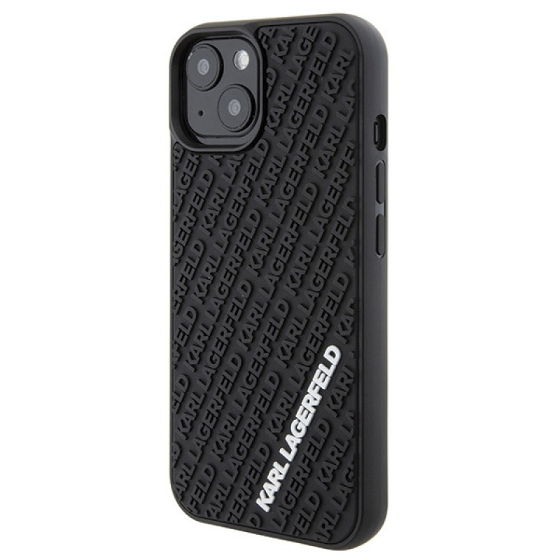 Karl Lagerfeld KLHCP15S3DMKRLK 3D Rubber Multi Logo Hardcase pre Apple iPhone 15, čierny