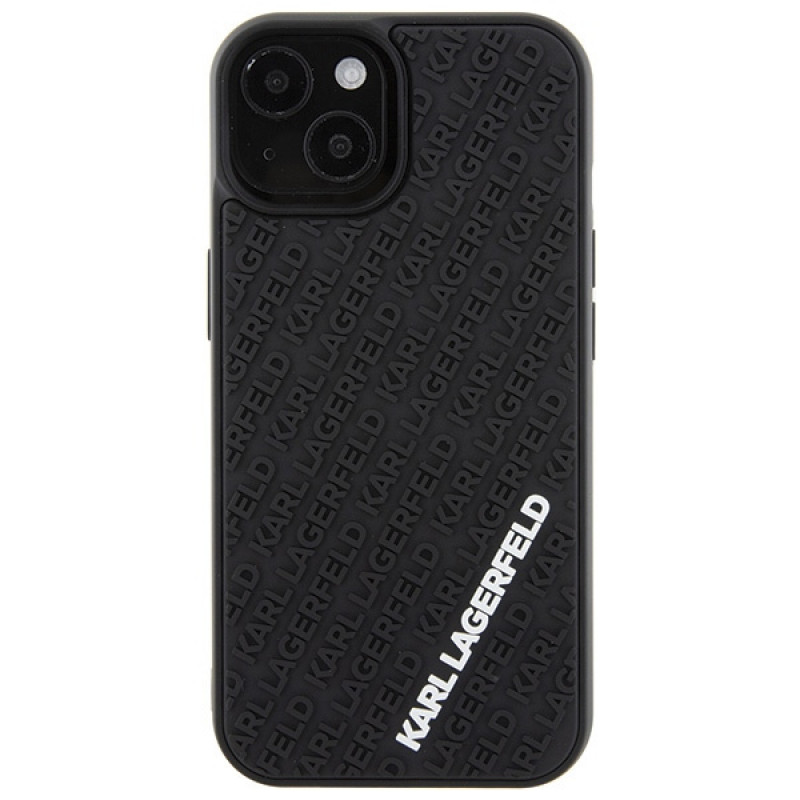 Karl Lagerfeld KLHCP15S3DMKRLK 3D Rubber Multi Logo Hardcase pre Apple iPhone 15, čierny