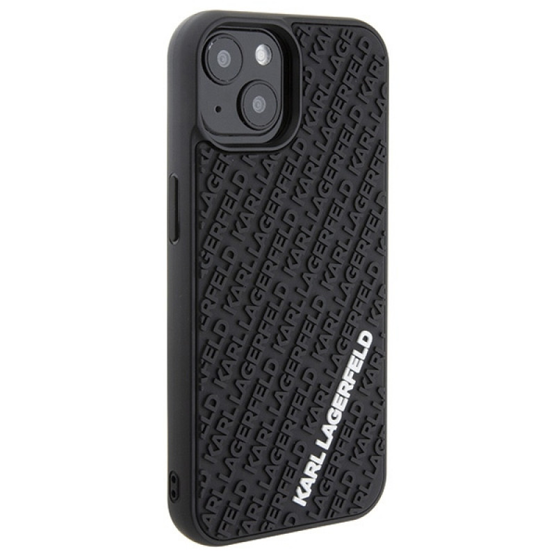 Karl Lagerfeld KLHCP15S3DMKRLK 3D Rubber Multi Logo Hardcase pre Apple iPhone 15, čierny