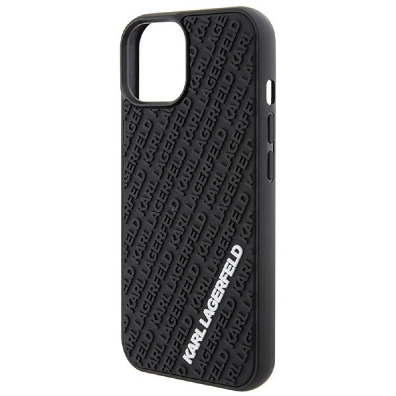 Karl Lagerfeld KLHCP15S3DMKRLK 3D Rubber Multi Logo Hardcase pre Apple iPhone 15, čierny
