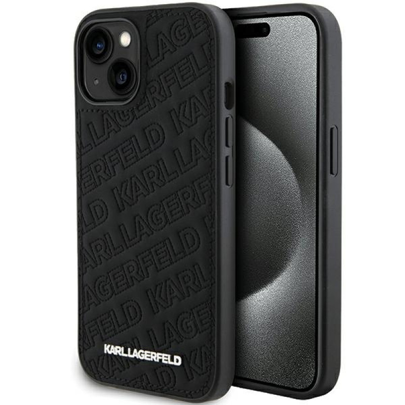 Karl Lagerfeld KLHCP15SPQKPMK Quilted K Pattern pevné puzdro pre Apple iPhone 15, čierne