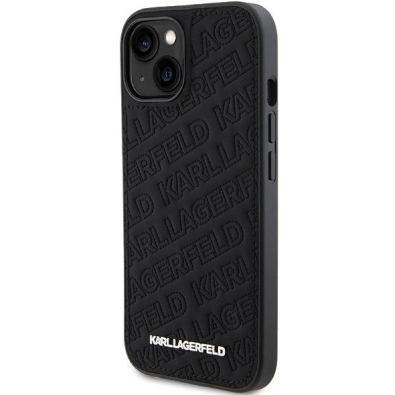 Karl Lagerfeld KLHCP15SPQKPMK Quilted K Pattern pevné puzdro pre Apple iPhone 15, čierne