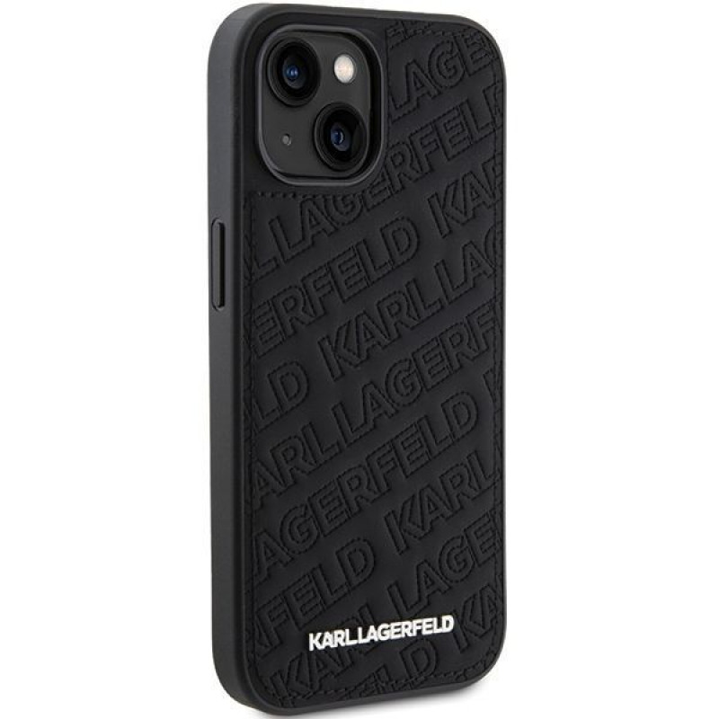 Karl Lagerfeld KLHCP15SPQKPMK Quilted K Pattern pevné puzdro pre Apple iPhone 15, čierne