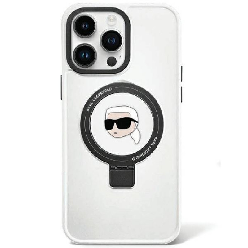 Karl Lagerfeld KLHMP15LHMRSKHH Ring Stand Karl Head MagSafe pevné puzdro pre Apple iPhone 15 Pro