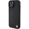 BMW BMHCP15MSLLBK kožené puzdro Hardcase s ražbou pre Apple iPhone 15 Plus / 14 Plus, čierne