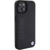 BMW BMHCP15MSLLBK kožené puzdro Hardcase s ražbou pre Apple iPhone 15 Plus / 14 Plus, čierne