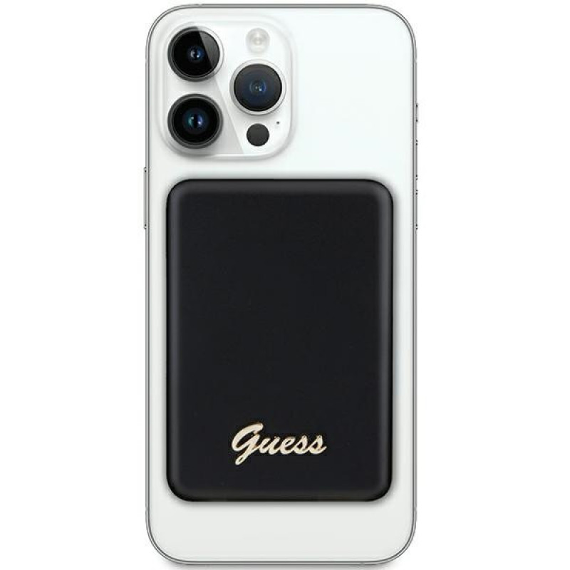 Guess GUPBM3ALGSGK Powerbank 3000 mAh, 5 W, MagSafe Metal Script Logo, čierna
