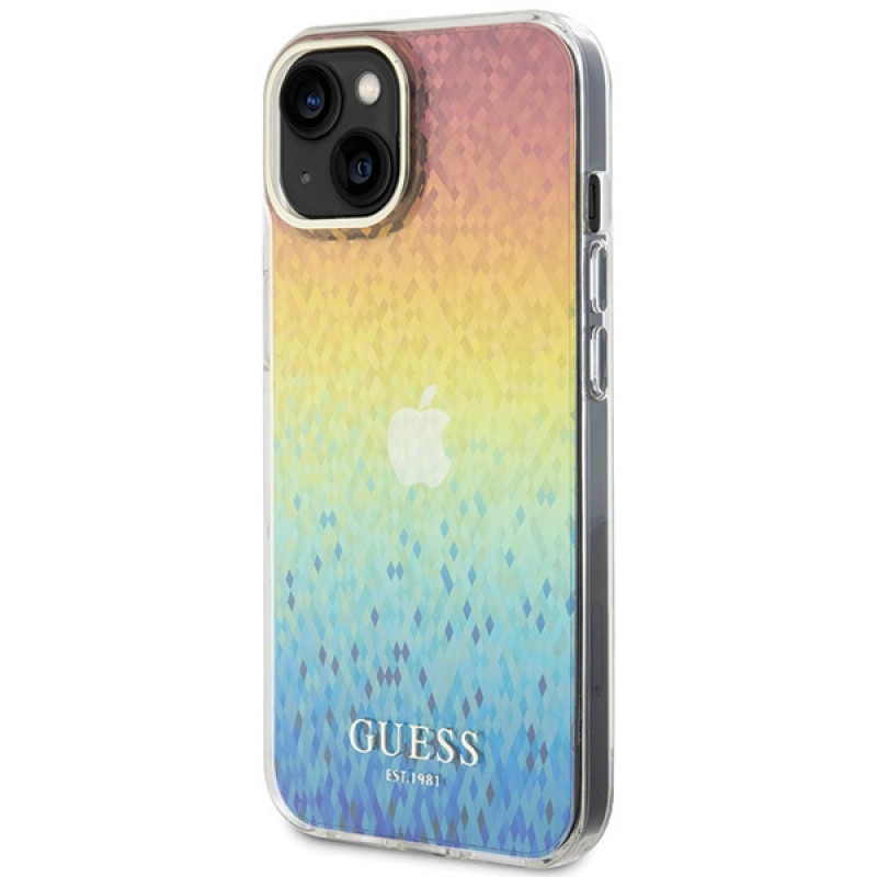 Guess GUHCP15SHDECMI IML Faceted Mirror Disco Iridescent pevné puzdro pre Apple iPhone 15, viacfarebné