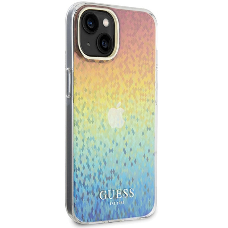 Guess GUHCP15SHDECMI IML Faceted Mirror Disco Iridescent pevné puzdro pre Apple iPhone 15, viacfarebné