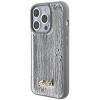 Guess GUHCP15XPSFDGSS Sequin Script Metal pevné puzdro pre Apple iPhone 15 Pro Max, strieborné