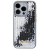 Guess GUHCP15XPSFDGSS Sequin Script Metal pevné puzdro pre Apple iPhone 15 Pro Max, strieborné