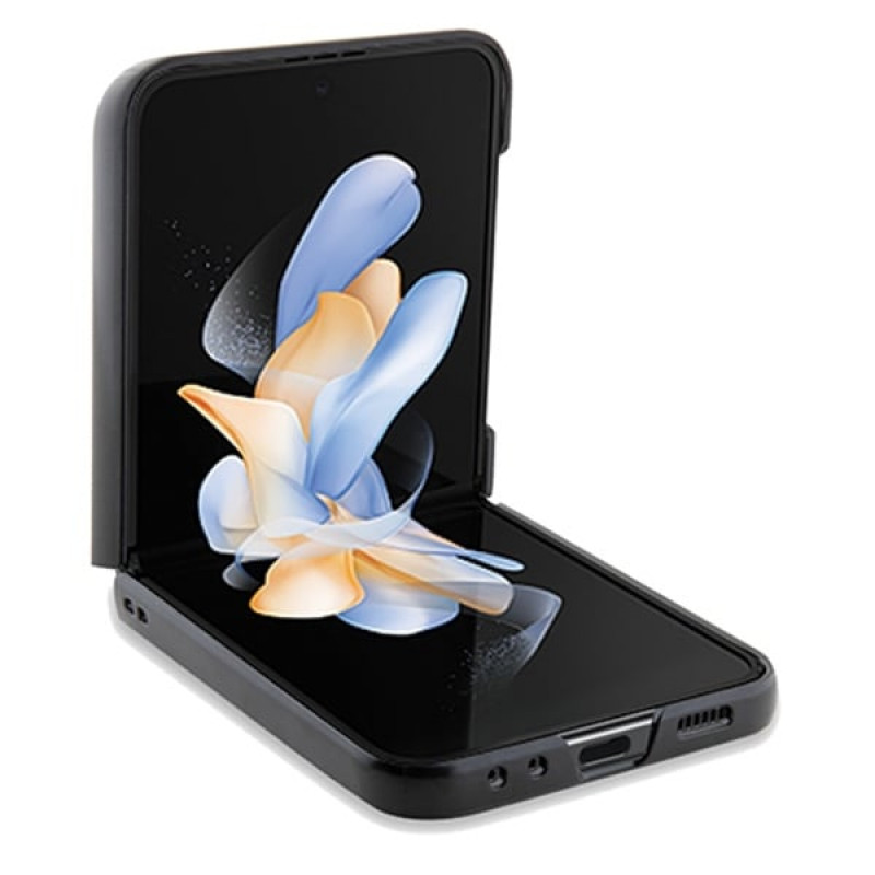BMW BMHCZF5SLLBK kožené puzdro Hardcase s ražbou pre Samsung Galaxy Z Flip5, čierne