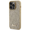 Guess GUHCP15LPMSDGSD Disco Metal Script pevné puzdro pre Apple iPhone 15 Pro, zlaté