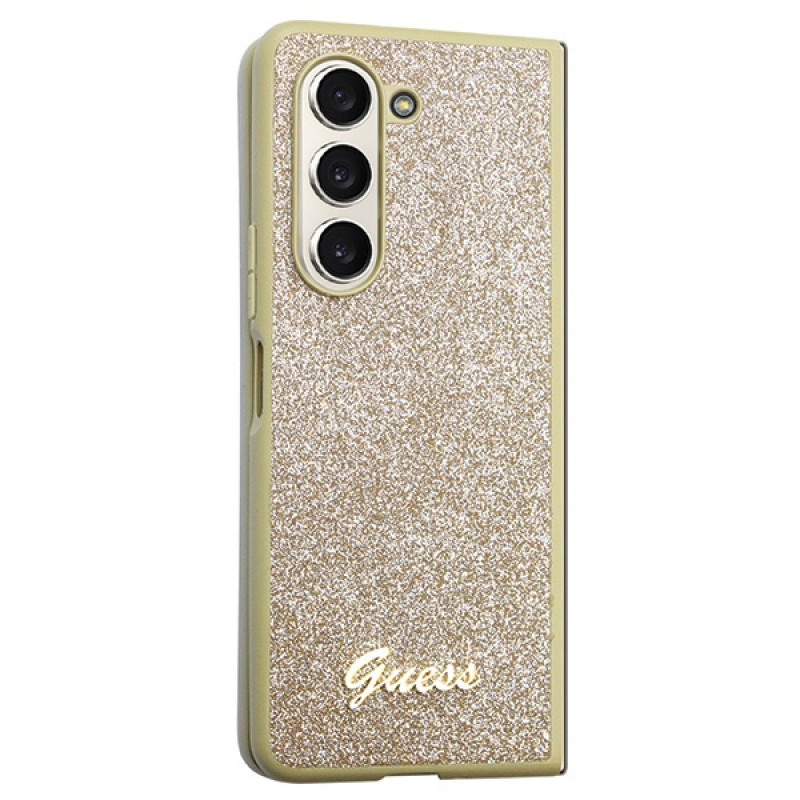 Guess GUHCZFD5HGGSHD Glitter Script Hardcase pre Samsung Galaxy Z Fold5, zlatý