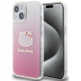 Hello Kitty HKHCP15SHDGKEP IML Gradient Electrop Kitty Head pevné puzdro pre Apple iPhone 15 6,1", ružové