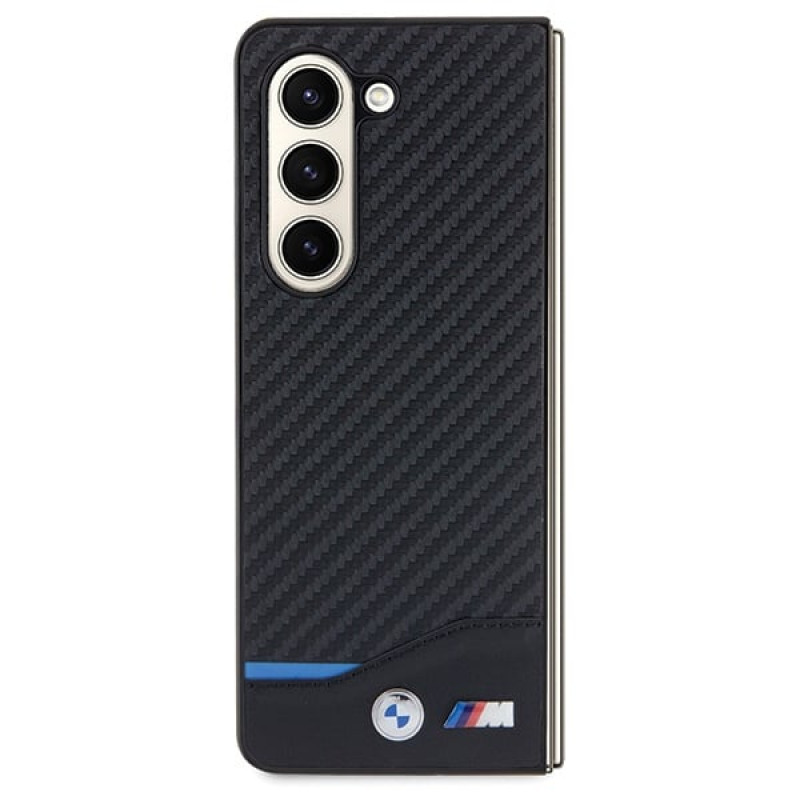 BMW BMHCZFD522NBCK kožené carbonové puzdro Hardcase pre Samsung Galaxy Z Fold5, čierne