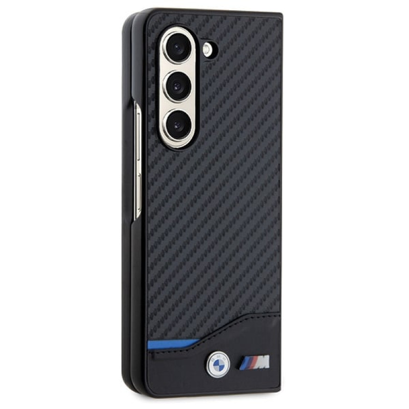 BMW BMHCZFD522NBCK kožené carbonové puzdro Hardcase pre Samsung Galaxy Z Fold5, čierne