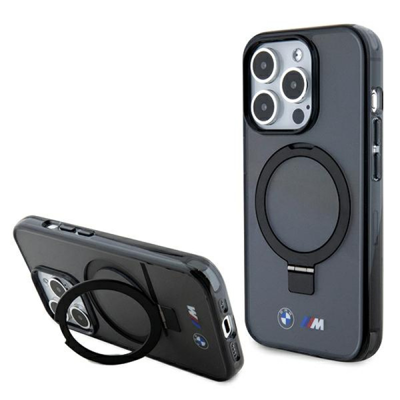 BMW BMHMP15LURSK Apple iPhone 15 Pro hardcase Ring Stand M Collection MagSafe, čierny