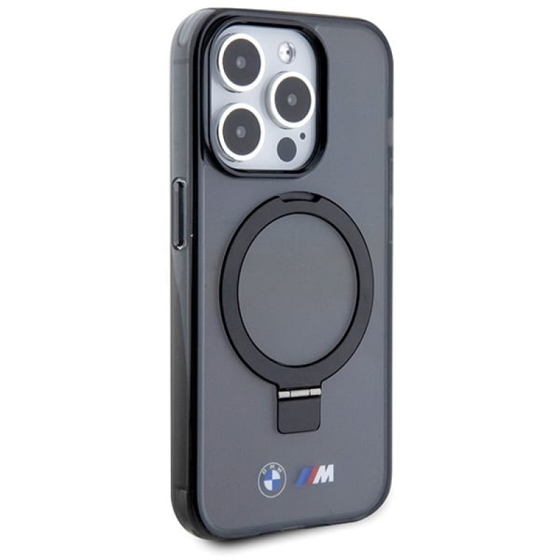 BMW BMHMP15LURSK Apple iPhone 15 Pro hardcase Ring Stand M Collection MagSafe, čierny